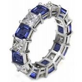 14k Shared Prong 2.70 Carat Sapphire & Diamond Eternity Band