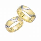 14k Gold His & Hers Two Tone V Design Wedding Band Set 008