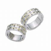 14k Gold His & Hers Two ToneWedding Band Set 013