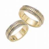 14k Gold His & Hers Two Tone Wedding Band Set 018