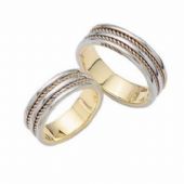 14k Gold His & Hers Two Tone Wedding Band Set 021