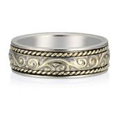 950 Platinum & 18K Two Tone 7mm Almani Antique Band Intertwine Design