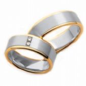 14k His & Hers Two Tone Gold 0.10 ct Diamond 045 Wedding Band Set HH04514K