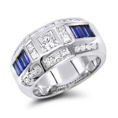 Astonishing 18K Gold & 3.5 Carat Diamond Sapphire Ring by Luxurman