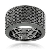 Designer 10K Gold & 1.67 Carat Black Diamond Wedding Band for Men