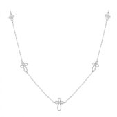 Designer Mini-Cross Diamond Necklace With 14K Gold