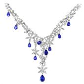 Diamond Tanzanite Chandelier 18K Gold Necklace From Our Designer Collection  
