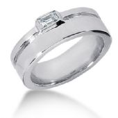 Emerald Cut 18K Gold & 0.33 Carat Diamond Wedding Ring for Men
