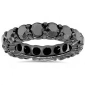 Exquisite 14K Black Gold & 5 Carat Black Diamond Eternity Ring