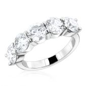 Exquisite Platinum & 3.75 G/VS Carat Diamond 5-Stone Wedding Band 