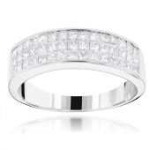 Invisible Set 14K Gold & 1.25 Carat Princess Cut Diamond Wedding Ring