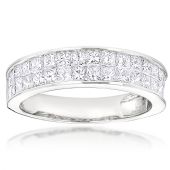 Invisible Set 14K Gold & 2 Carat Princess Cut Diamond Wedding Ring