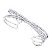 Ladies 14K Gold & 2.75 Carat Diamond Designer Baguette Round Bangle Bracelet