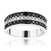 Luxurman 10K Gold & 1.35 Carat White & Black Diamond Wedding Band