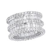 Luxurman 18K Gold & 7.8 Carat Round Diamond Baguette Eternity Ring