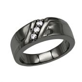 Men’s 14K Gold & Black Diamond 3 Stone Wedding Band