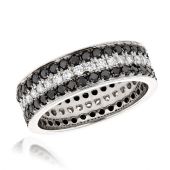 Platinum & 2.85 Carat White and Black Diamond Eternity Band