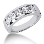 Platinum & 2 Carat Round Diamond 5 Stone Wedding Ring