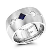 Platinum, Diamond & Blue Sapphire Wedding Band for Women