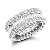 Superb Platinum & 5.72 Carat Round Diamond Baguette Eternity Band