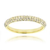 Thin 14K Gold & 0.7 Carat Yellow Diamond Pave Set Wedding Band