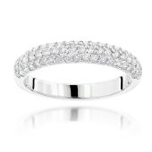 Thin 14K Gold & 1 Carat Diamond 3-Row Wedding Band for Women