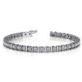 Platinum Diamond Illusion Round Brilliant Prong Set Tennis Bracelet (1.56ctw.)