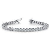 Platinum Diamond Round Brilliant 3 Prong Set Tennis Bracelet (5.16ctw.)