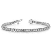 Platinum Diamond Round Brilliant 4 Prong Tennis Bracelet (4.13ctw.)