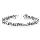 Platinum Diamond Round Brilliant Half Bezel Tennis Bracelet (3.06ctw.)